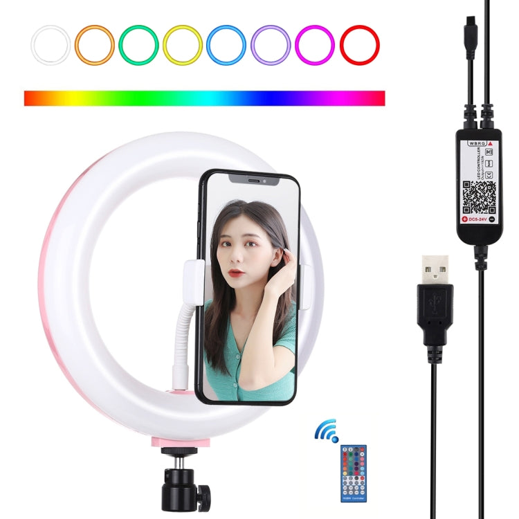 PULUZ 7,9 pollici 20 cm USB RGB dimmerabile LED doppia temperatura colore LED anello luminoso curvo Vlogging Selfie Fotografia Luci video con morsetto per telefono, 7.9 inch RGBW