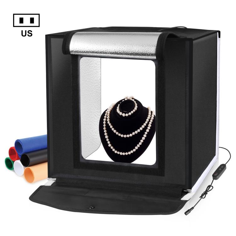 PULUZ 40cm Pieghevole Portatile 24W 5500K Luce Bianca Dimmerabile Illuminazione Fotografica Kit Tenda da Studio con 6 Colori (Nero, Arancione, Bianco, Rosso, Verde, Blu) Fondali, 40cm Box(UK/AE), 40cm Box(US), 40cm Box(UK), 40cm Box(EU), 40cm Box(AU)