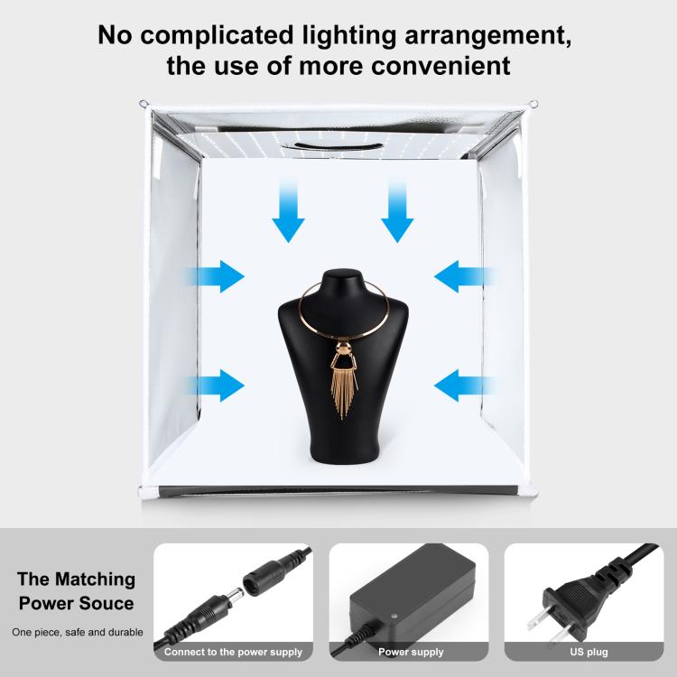 PULUZ 40cm Pieghevole Portatile 24W 5500K Luce Bianca Dimmerabile Illuminazione Fotografica Kit Tenda da Studio con 6 Colori (Nero, Arancione, Bianco, Rosso, Verde, Blu) Fondali, 40cm Box(UK/AE), 40cm Box(US), 40cm Box(UK), 40cm Box(EU), 40cm Box(AU)