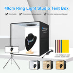 PULUZ 40 cm Pieghevole Luce Anulare Portatile USB Illuminazione Fotografica Tenda da Studio con 6 Fondali Colorati su Doppio Lato, Dimensioni: 40 cm x 40 cm x 40 cm, 40cm Box Black RU, 40cm