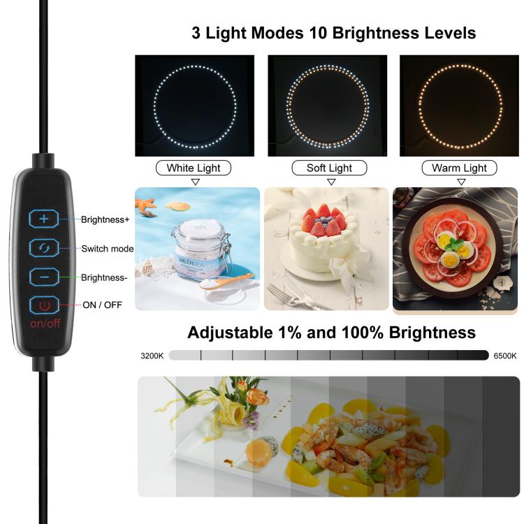 PULUZ 40 cm Pieghevole Luce Anulare Portatile USB Illuminazione Fotografica Tenda da Studio con 6 Fondali Colorati su Doppio Lato, Dimensioni: 40 cm x 40 cm x 40 cm, 40cm Box Black RU, 40cm