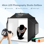 PULUZ 40 cm Pieghevole 72 W 5500 K Tenda da studio Soft Box Kit di illuminazione fotografica con 4 colori (Nero, Arancione, Bianco, Verde) Fondali, 40cm Folding 72W(AU Plug), 40cm Folding 72W(EU Plug), 40cm Folding 72W(UK Plug), 40cm Folding 72W(US Plug)