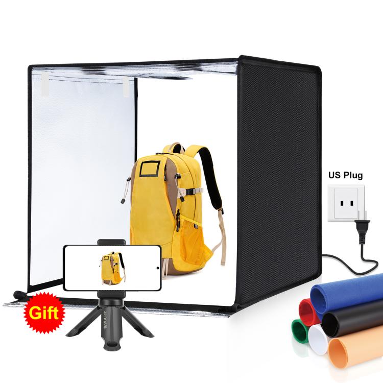 PULUZ Photo Studio Light Box Tenda portatile 60 x 60 x 60 cm LED 5500K Luce bianca dimmerabile Mini 36W Kit tenda da studio fotografico con 6 fondali rimovibili (Nero Arancione Bianco Verde Blu Rosso), 60cm Box(US), 60cm Box(UK), 60cm Box(EU)          ...