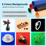 PULUZ Photo Studio Light Box Tenda portatile 60 x 60 x 60 cm LED 5500K Luce bianca dimmerabile Mini 36W Kit tenda da studio fotografico con 6 fondali rimovibili (Nero Arancione Bianco Verde Blu Rosso), 60cm Box(US), 60cm Box(UK), 60cm Box(EU)          ...