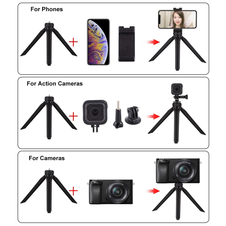 PULUZ Pocket Mini supporto treppiede in plastica con morsetto per telefono per smartphone, Plastic Tripod (Black), Plastic Tripod (Pink)