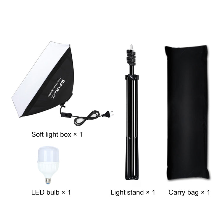 PULUZ Softbox da studio 50x70 cm + supporto per treppiede da 2 m + kit fotografico con lampadina LED a luce bianca E27 30 W 5700 K, Single Bulb EU Plug, Single Bulb US Plug, Single Bulb EU Plug (RU)