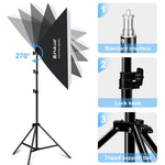 PULUZ Softbox da studio 50x70 cm + supporto per treppiede da 2 m + 4 kit di illuminazione fotografica per lampadine LED E27 24 W 5700 K a luce bianca, 4 x Bulb EU Plug (RU), 4 x Bulb EU Plug, 4 x Bulb US Plug