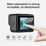 PULUZ per GoPro Hero12 Nero/11 Nero/10 Nero/9 Obiettivo Nero + Display LCD Pellicola in vetro temperato 9H 2.5D, For GoPro HERO9 Black