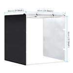 PULUZ 80 cm pieghevole portatile 80 W 9050LM luce bianca illuminazione fotografica studio di ripresa tenda kit con 3 colori (nero, bianco, arancione) fondali, 80cm Box(US), 80cm Box(EU), 80cm Box(AU), 80cm Box(UK)