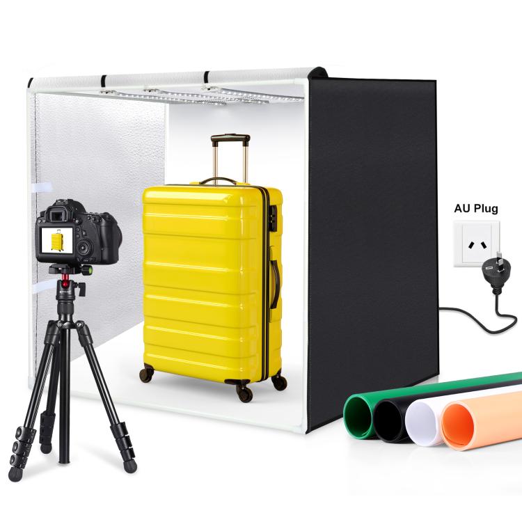 PULUZ 80cm Pieghevole Portatile 90W 14000LM Alto IRC Luce Bianca Illuminazione Fotografica Kit Tenda da Studio con 3 Colori Fondali Nero, Bianco, Arancione