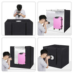 PULUZ 80cm Pieghevole Portatile 90W 14000LM Alto IRC Luce Bianca Illuminazione Fotografica Kit Tenda da Studio con 3 Colori Fondali Nero, Bianco, Arancione