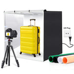 PULUZ 80cm Pieghevole Portatile 90W 14000LM Alto IRC Luce Bianca Illuminazione Fotografica Kit Tenda da Studio con 3 Colori Fondali Nero, Bianco, Arancione