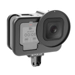 PULUZ per GoPro HERO12 Nero /11 Nero /10 Nero /9 Nero Custodia sottile Gabbia protettiva in lega di alluminio CNC con telaio assicurativo e lente UV da 52 mm, For GoPro HERO9 Black Thin