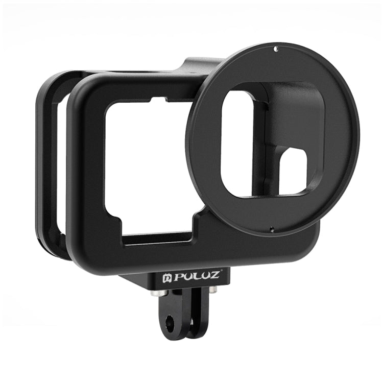 PULUZ per GoPro HERO12 Nero /11 Nero /10 Nero /9 Nero Custodia sottile Gabbia protettiva in lega di alluminio CNC con telaio assicurativo e lente UV da 52 mm, For GoPro HERO9 Black Thin