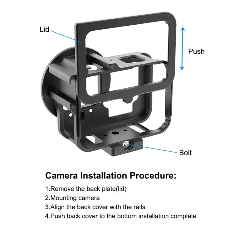 PULUZ per GoPro HERO12 Nero /11 Nero /10 Nero /9 Nero Custodia sottile Gabbia protettiva in lega di alluminio CNC con telaio assicurativo e lente UV da 52 mm, For GoPro HERO9 Black Thin