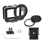 PULUZ per GoPro HERO12 Nero /11 Nero /10 Nero /9 Nero Custodia sottile Gabbia protettiva in lega di alluminio CNC con telaio assicurativo e lente UV da 52 mm, For GoPro HERO9 Black Thin