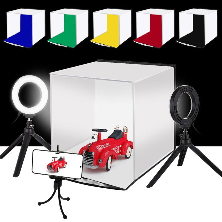 PULUZ 30 cm pieghevole portatile luce anulare illuminazione fotografica studio tenda da tiro kit con 6 colori fondali (nero, bianco, giallo, rosso, verde, blu), dimensioni da aperto: 31 cm x 31 cm x 32 cm, 30cm Box Kit
