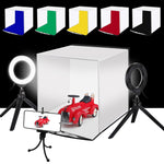 PULUZ 30 cm pieghevole portatile luce anulare illuminazione fotografica studio tenda da tiro kit con 6 colori fondali (nero, bianco, giallo, rosso, verde, blu), dimensioni da aperto: 31 cm x 31 cm x 32 cm, 30cm Box Kit