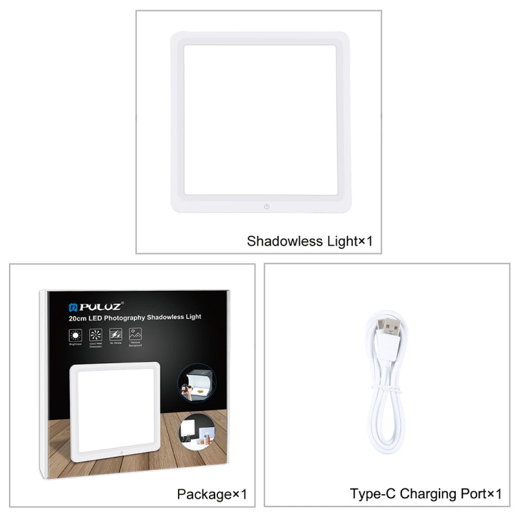 PULUZ Tappetino luminoso a LED senza ombre da 20 cm per box da studio fotografico, 20cm Shadowless Light