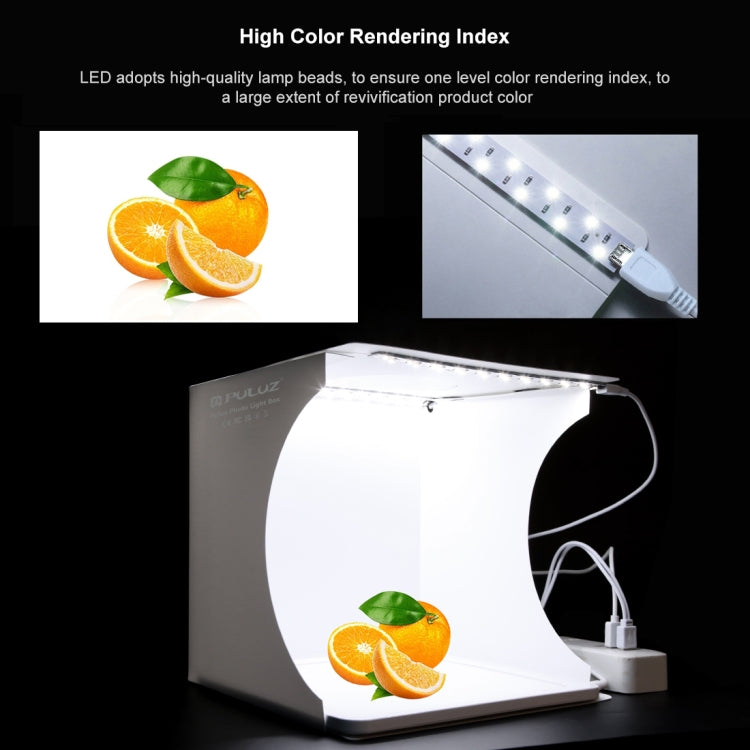 PULUZ Mini LED Fotografia Lampada a luce senza ombre Pannello Pad + Scatola per tenda da tiro in studio, Materiale acrilico, Area effettiva 20 cm x 20 cm, 20cm(2 LED) + Shadowless Light(RU), 20cm(2 LED) + Shadowless Light