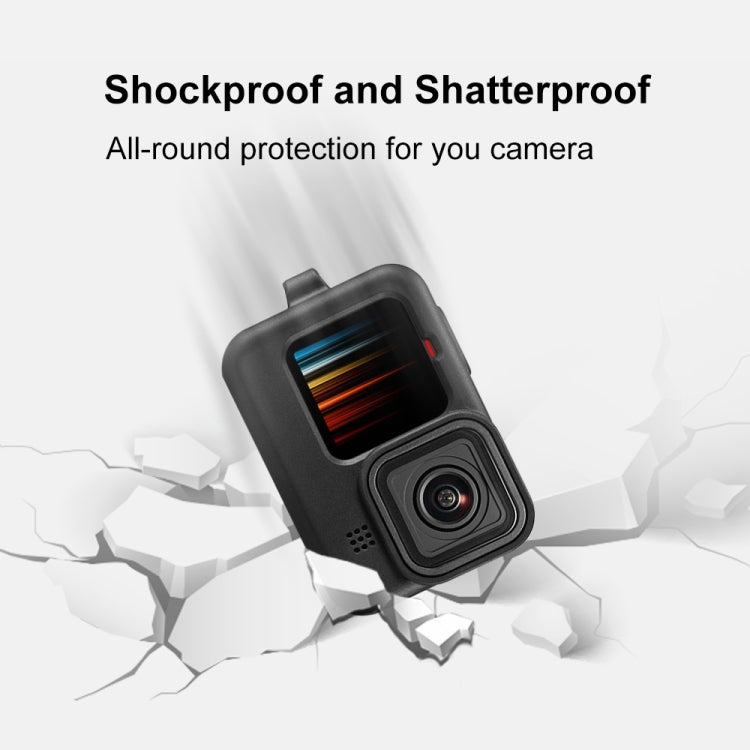 PULUZ per GoPro HERO12 Nero/11 Nero/10 Nero/9 Nero Custodia protettiva in silicone con cinturino da polso e copriobiettivo, For GoPro HERO9 Black