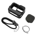 PULUZ per GoPro HERO12 Nero/11 Nero/10 Nero/9 Nero Custodia protettiva in silicone con cinturino da polso e copriobiettivo, For GoPro HERO9 Black
