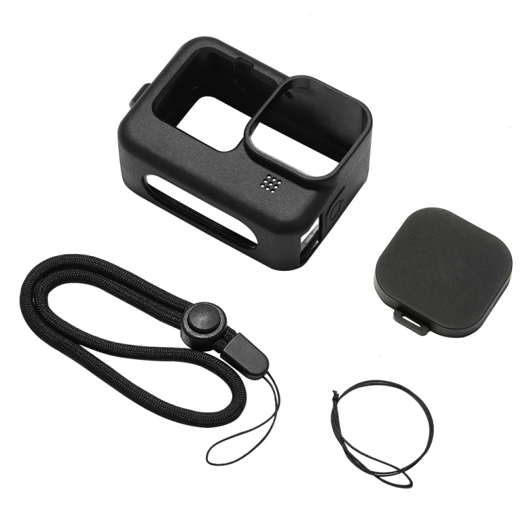 PULUZ per GoPro HERO12 Nero/11 Nero/10 Nero/9 Nero Custodia protettiva in silicone con cinturino da polso e copriobiettivo, For GoPro HERO9 Black