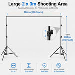 Supporto per fondale fotografico da studio, 2 x 3 m, rinforzato, con traversa e staffa., 2 x 3m Thickened