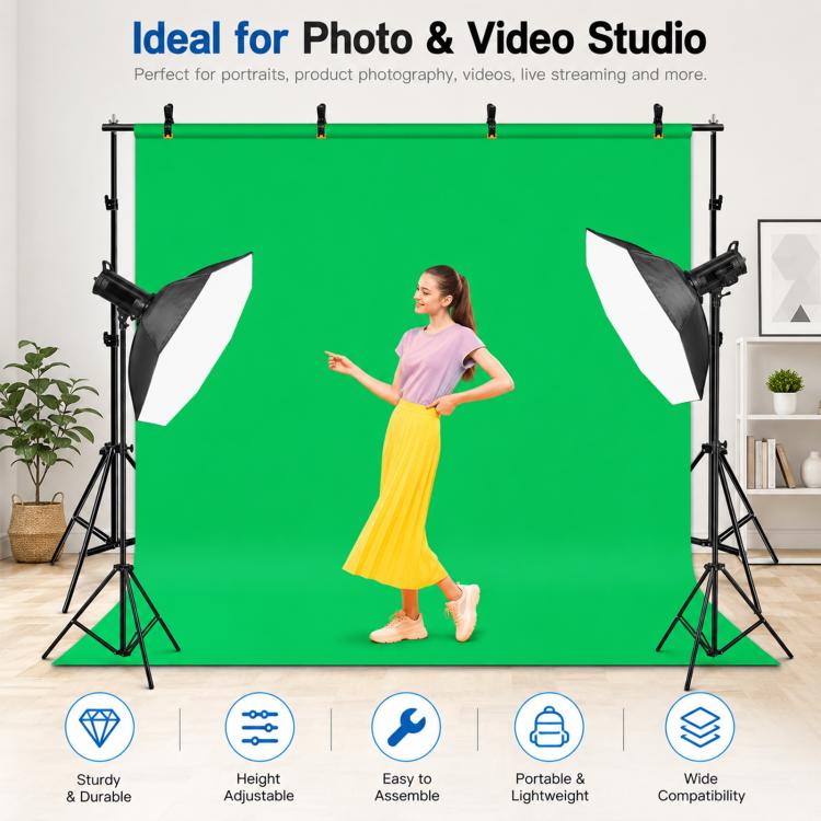 Supporto per fondale fotografico da studio, 2 x 3 m, rinforzato, con traversa e staffa., 2 x 3m Thickened