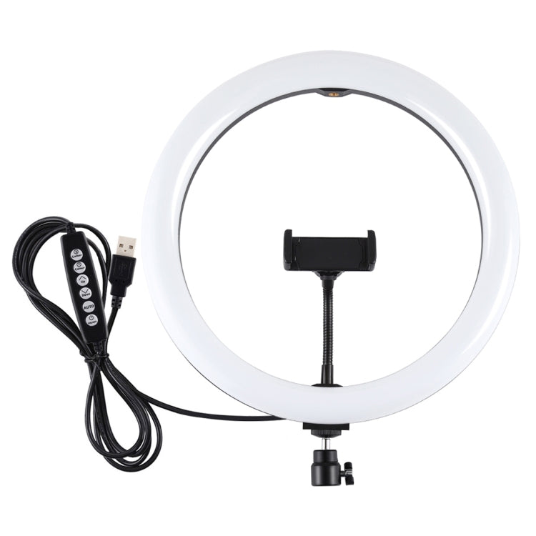 PULUZ 11,8 pollici 30 cm superficie curva USB 10 modalità 8 colori RGBW dimmerabile LED anello Vlogging luci video con testa a sfera per treppiede e morsetto per telefono, 11.8 inch Button Control