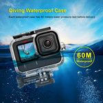 PULUZ per GoPro HERO12 Nero/11 Nero/10 Nero/9 Nero Custodia protettiva impermeabile da 60 m con fibbia, supporto di base e vite, For GoPro HERO9 Black