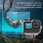 PULUZ per GoPro HERO12 Nero/11 Nero/10 Nero/9 Nero Custodia protettiva impermeabile da 60 m con fibbia, supporto di base e vite, For GoPro HERO9 Black