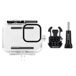 PULUZ per GoPro HERO12 Nero/11 Nero/10 Nero/9 Nero Custodia protettiva impermeabile da 60 m con fibbia, supporto di base e vite, For GoPro HERO9 Black