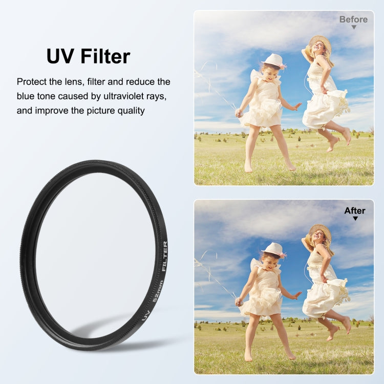 PULUZ Filtro obiettivo UV da 52 mm per GoPro HERO12 Nero/11 Nero/10 Nero/9 Nero, con Anello Adattatore, UV Filter