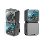 PULUZ Obiettivo 3 in 1 + Display LCD anteriore e posteriore Pellicola in vetro temperato 9H 2.5D per DJI Action 2, Lens Screen Film