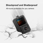 PULUZ per GoPro HERO12 Nero/11 Nero/10 Nero/9 Nero Custodia protettiva in silicone + Copertura interfaccia laterale POM con cinturino da polso e copriobiettivo, For GoPro HERO12 Black Silicone Case + Side Cover