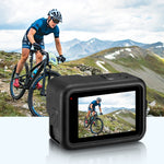 PULUZ per GoPro HERO12 Nero/11 Nero/10 Nero/9 Nero Custodia protettiva in silicone + Copertura interfaccia laterale POM con cinturino da polso e copriobiettivo, For GoPro HERO12 Black Silicone Case + Side Cover