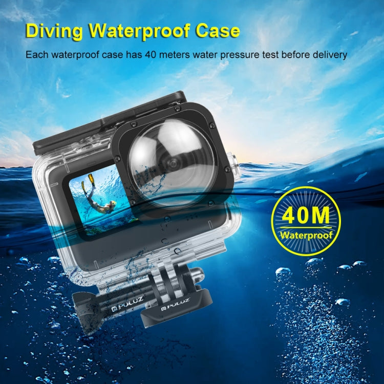 PULUZ Custodia protettiva impermeabile da 40 m con fibbia, supporto di base e vite per GoPro HERO12 Black /11 Black /11 Black Mini /10 Black /9 Black Max Lens Mod, For GoPro Hero11 Black / HERO10 Black
