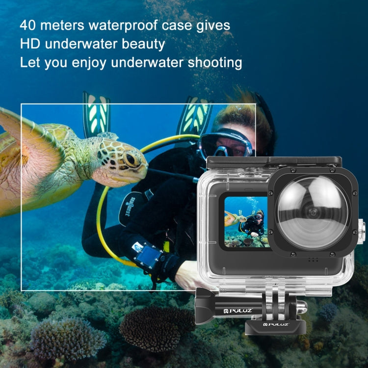 PULUZ Custodia protettiva impermeabile da 40 m con fibbia, supporto di base e vite per GoPro HERO12 Black /11 Black /11 Black Mini /10 Black /9 Black Max Lens Mod, For GoPro Hero11 Black / HERO10 Black