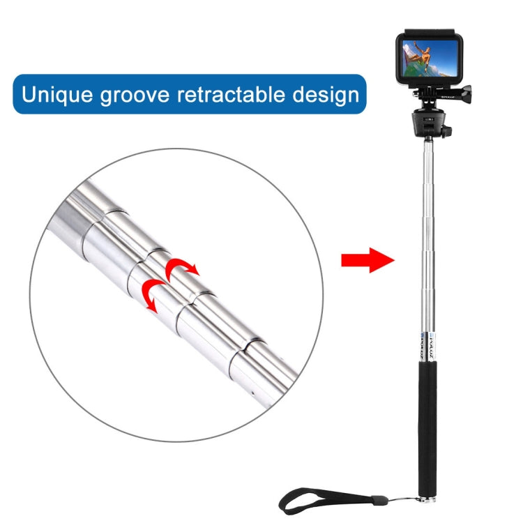 Monopiede selfie portatile estensibile PULUZ per GoPro Hero11 Black / HERO10 Black / HERO9 Black /HERO8 / HERO7 /6 /5 /5 Session /4 Session /4 /3+ /3 /2 /1, Insta360 ONE R, DJI Osmo Action e altriAction camera, lunghezza: 22,5-80 cm, Length: 22.5-100cm