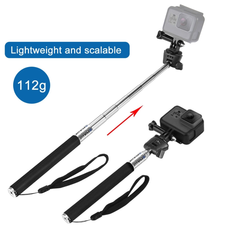 Monopiede selfie portatile estensibile PULUZ per GoPro Hero11 Black / HERO10 Black / HERO9 Black /HERO8 / HERO7 /6 /5 /5 Session /4 Session /4 /3+ /3 /2 /1, Insta360 ONE R, DJI Osmo Action e altriAction camera, lunghezza: 22,5-80 cm, Length: 22.5-100cm