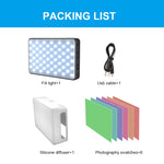Luce LED 120 LED 2500K-9000K con filtri e batteria