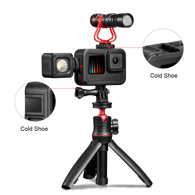 PULUZ Gabbia per montaggio su telaio PA ricaricabile con slot base per slitta fredda per Gopro HERO12 Nero /11 Nero /11 Nero Mini /10 Nero /9 Nero, Chargeable PA Frame Mount