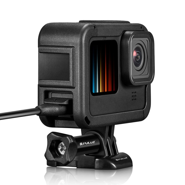 PULUZ Gabbia per montaggio su telaio PA ricaricabile con slot base per slitta fredda per Gopro HERO12 Nero /11 Nero /11 Nero Mini /10 Nero /9 Nero, Chargeable PA Frame Mount