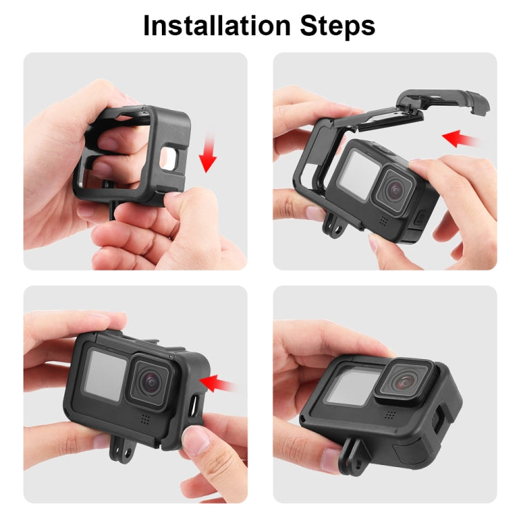 PULUZ Gabbia per montaggio su telaio PA ricaricabile con slot base per slitta fredda per Gopro HERO12 Nero /11 Nero /11 Nero Mini /10 Nero /9 Nero, Chargeable PA Frame Mount