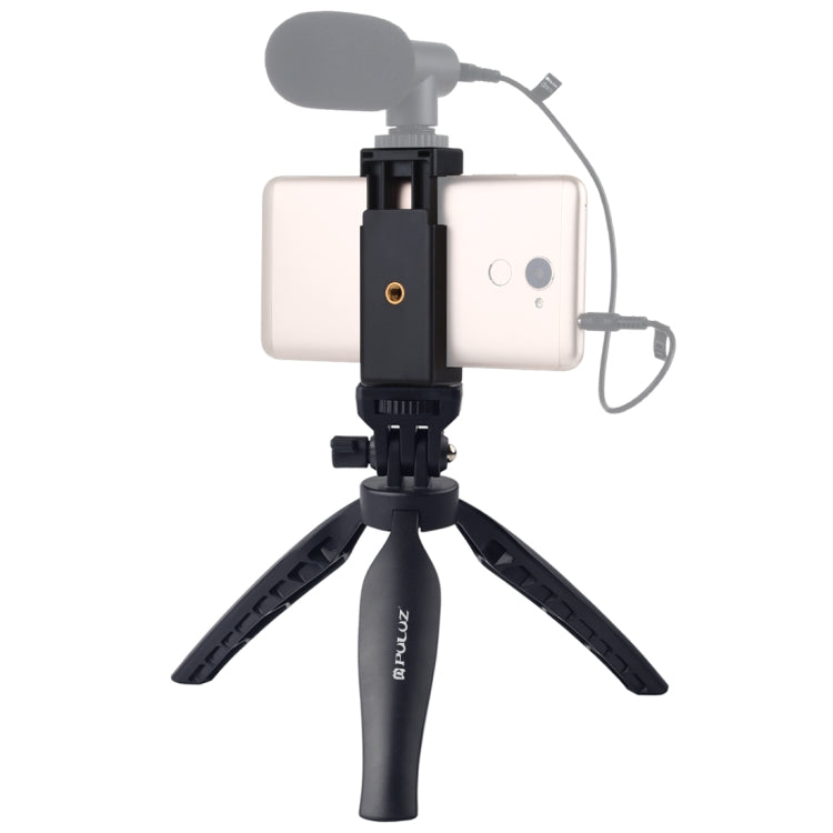 PULUZ Supporto per treppiede da scrivania in plastica con morsetto per telefono e testa di treppiede regolabile per smartphone, Plastic Tripod+Adjusting Head