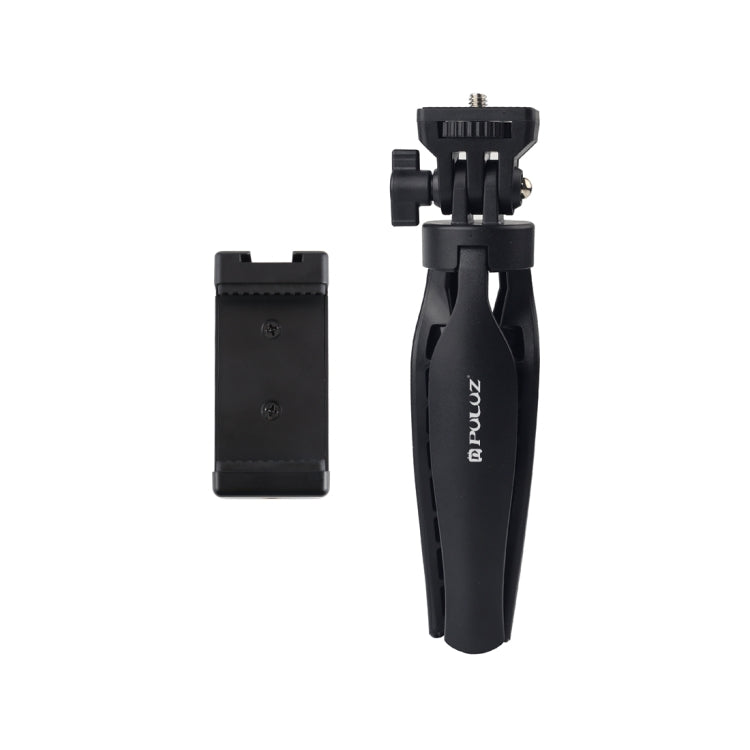 PULUZ Supporto per treppiede da scrivania in plastica con morsetto per telefono e testa di treppiede regolabile per smartphone, Plastic Tripod+Adjusting Head