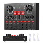 PULUZ Scheda Audio Trasmissione in Diretta Bluetooth Karaoke Canto Registrazione Mixer Audio per Telefono Cellulare/Computer/Laptop/Tablet PC, Versione Inglese, English Version