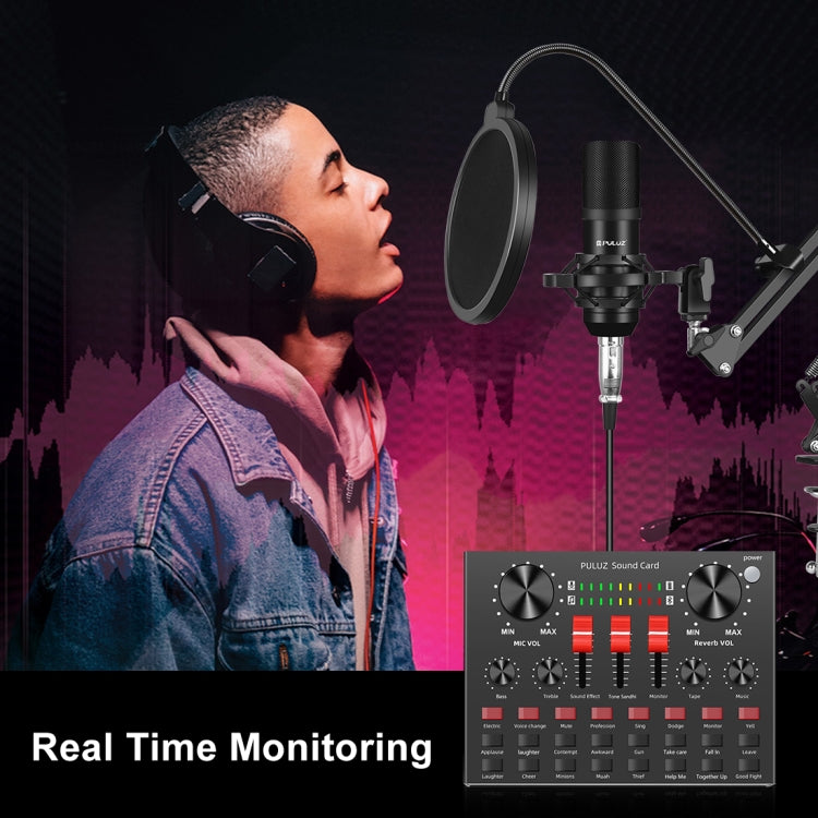 PULUZ Scheda Audio Trasmissione in Diretta Bluetooth Karaoke Canto Registrazione Mixer Audio per Telefono Cellulare/Computer/Laptop/Tablet PC, Versione Inglese, English Version