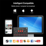 PULUZ Scheda Audio Trasmissione in Diretta Bluetooth Karaoke Canto Registrazione Mixer Audio per Telefono Cellulare/Computer/Laptop/Tablet PC, Versione Inglese, English Version